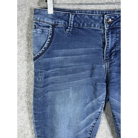 Seven7 Skinny Easy Fit Jeans Womens Size 12 Stretch Distressed Blue Denim - Picture 7 of 16